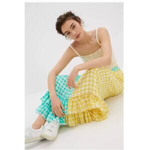 New Anthropologie Eva Franco Lynsey Gingham Maxi Skirt $168  SMALL
